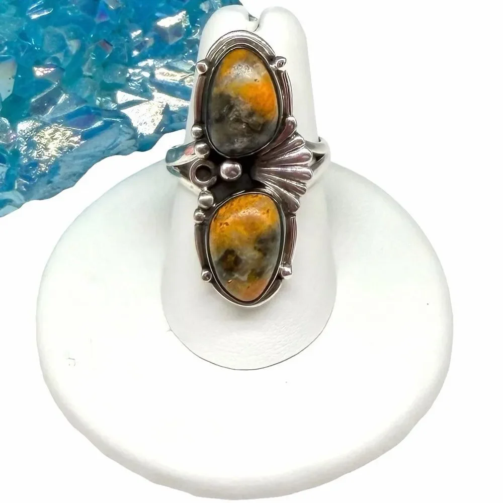 Bumblebee Jasper Ring Size 7 Solid 925 Sterling Silver